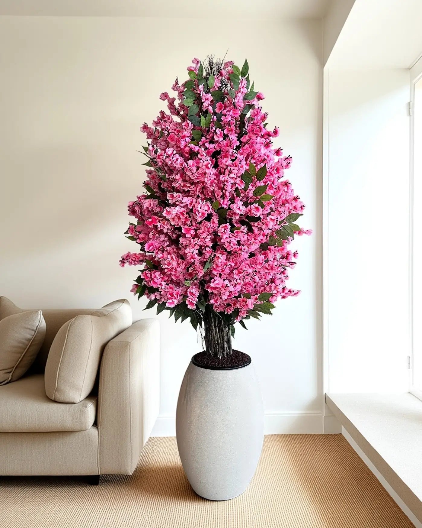 Elegant Realistic Artificial Pink Sakura Blossom Tree for Home & Office Decor