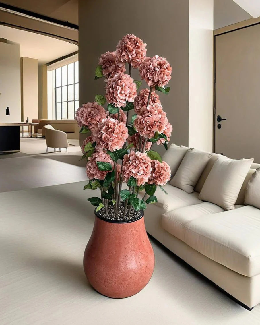 Premium Artificial Mokko Hydrangea Bush - Realistic Indoor Outdoor Decor