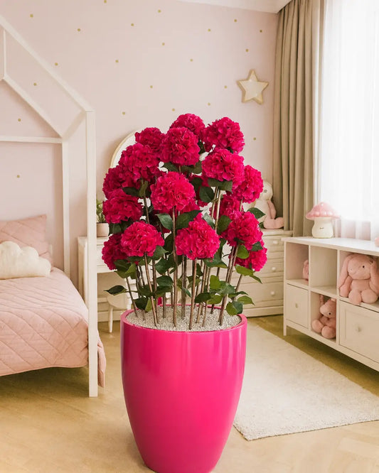 Lifelike Royal Magenta Hydrangea Tree Elegant Home Decor Artificial Plant