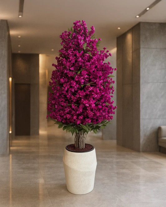 Tall Elegant Artificial Royal Purple Sakura Tree with Asymmetric Base Planter