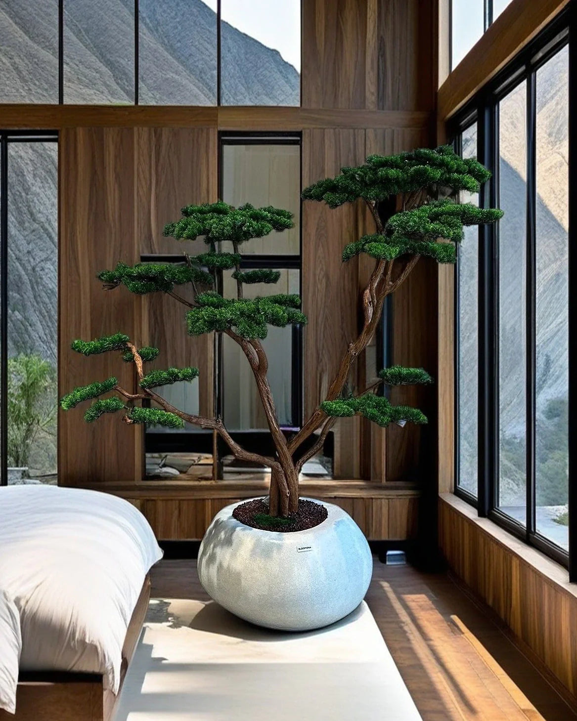 Premium Lifelike Artificial Bonsai Tree with Natural Wood Trunk & Moss