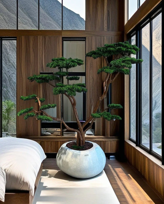 Premium Lifelike Artificial Bonsai Tree with Natural Wood Trunk & Moss
