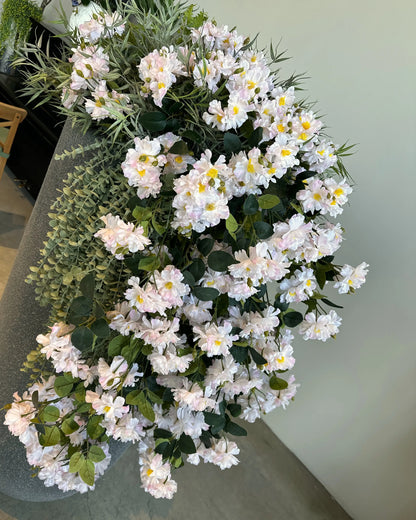 Luxurious Tall Artificial Azalea Waterfall Floral Arrangement with Elegant Vase
