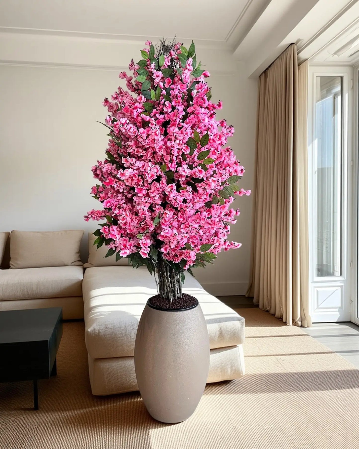 Elegant Realistic Artificial Pink Sakura Blossom Tree for Home & Office Decor