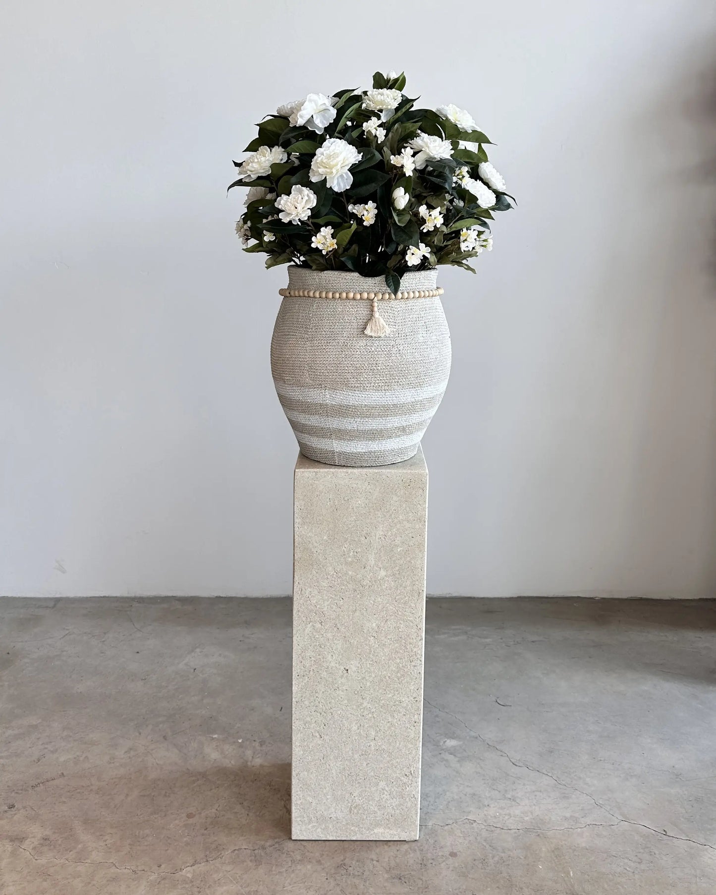 Luxury Velvet Artificial Floral Arrangement | Handcrafted Ceramic Vase Decor