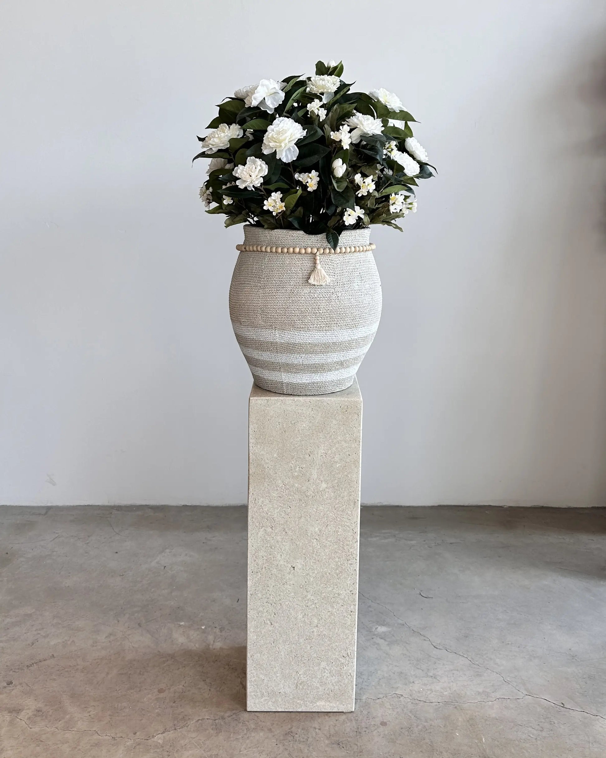 Luxury Velvet Artificial Floral Arrangement | Handcrafted Ceramic Vase Decor
