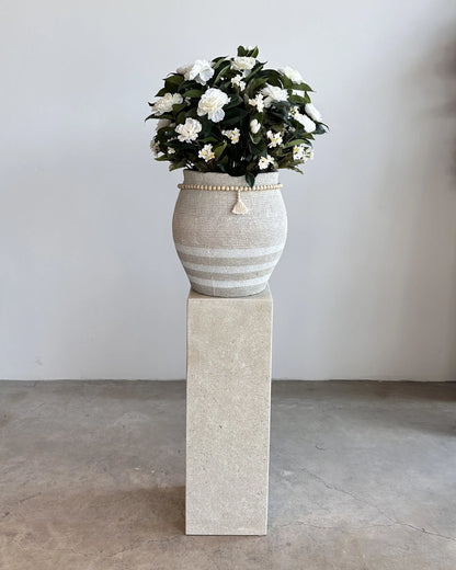Luxury Velvet Artificial Floral Arrangement | Handcrafted Ceramic Vase Decor