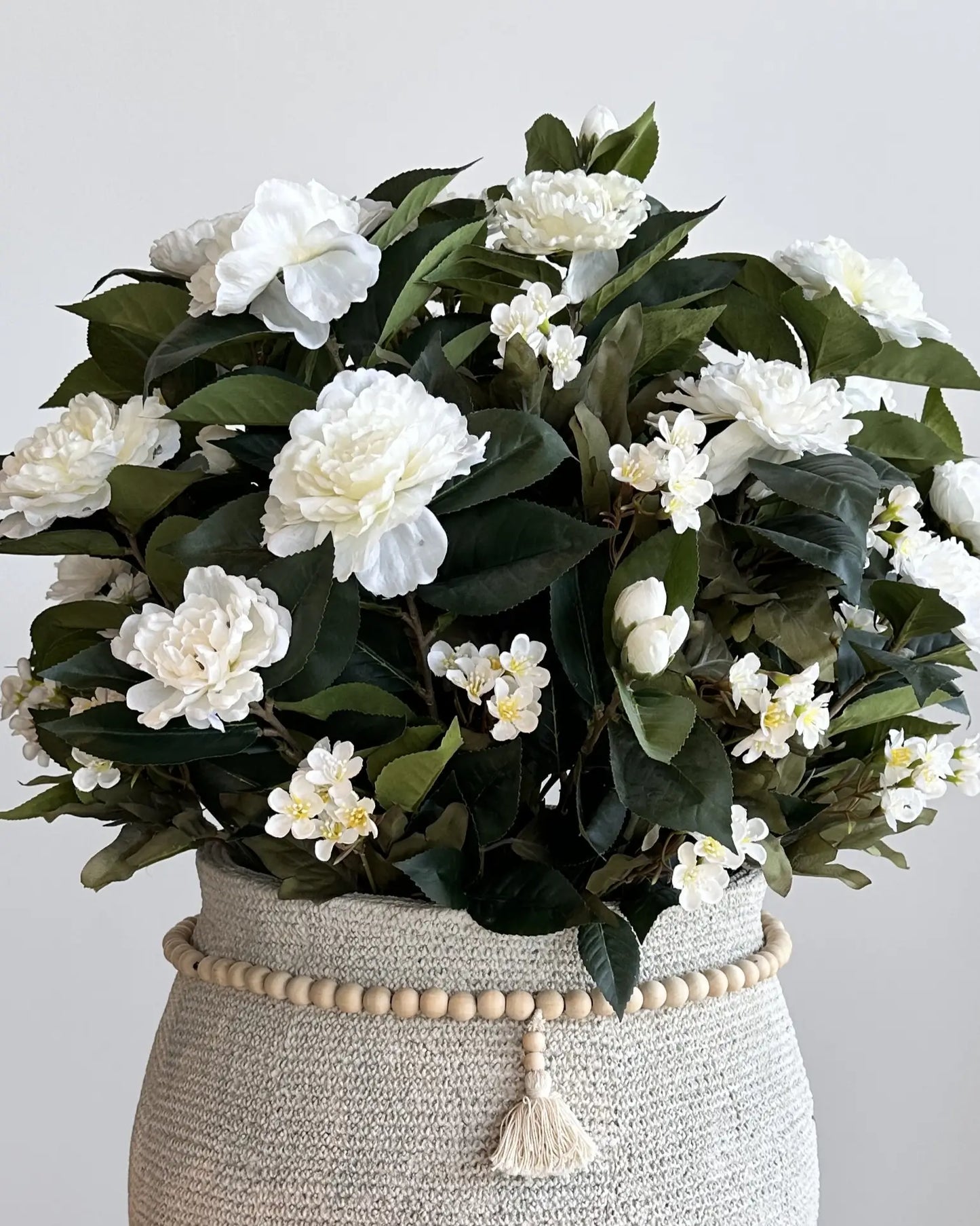 Luxury Velvet Artificial Floral Arrangement | Handcrafted Ceramic Vase Decor