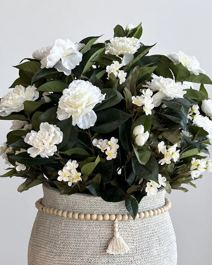 Luxury Velvet Artificial Floral Arrangement | Handcrafted Ceramic Vase Decor