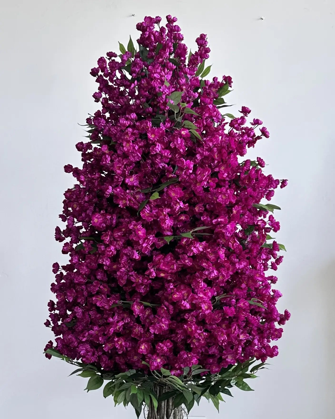Tall Elegant Artificial Royal Purple Sakura Tree with Asymmetric Base Planter