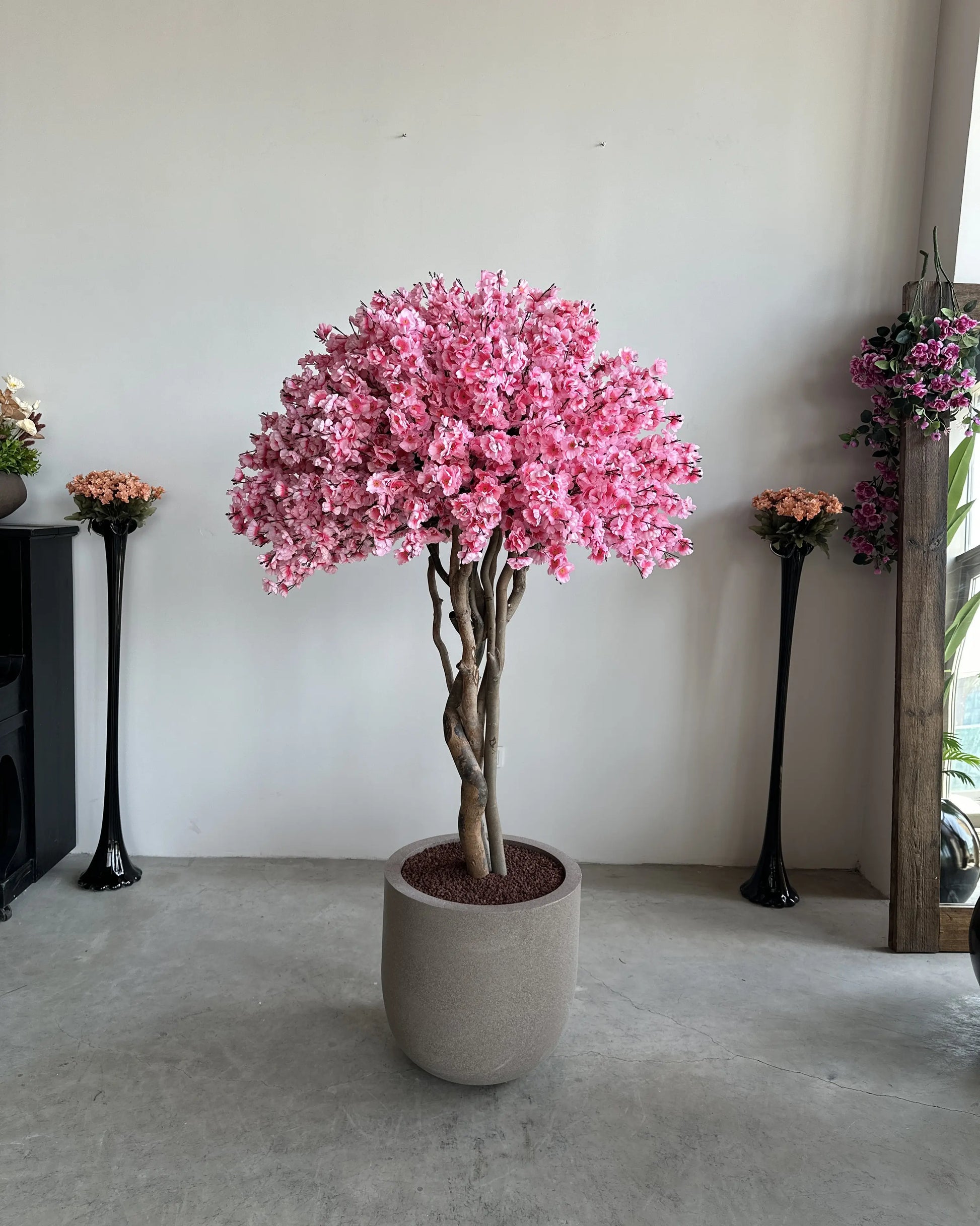 Elegant Artificial Sakura Cherry Blossom Tree with Vase - 195cm Tall