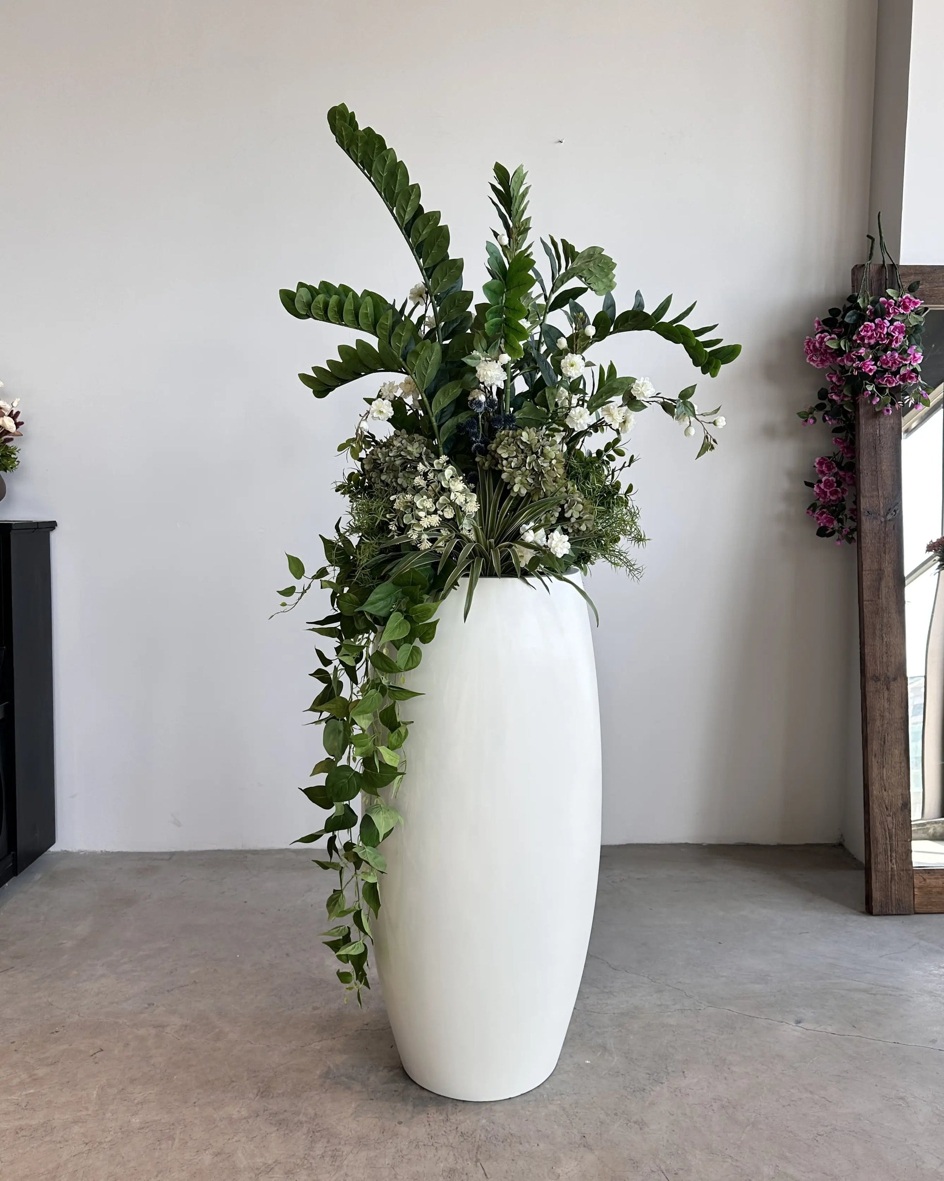 Majestic Bianco Artificial Plant & Floral Arrangement - 220cm Tall, Zero Maintenance