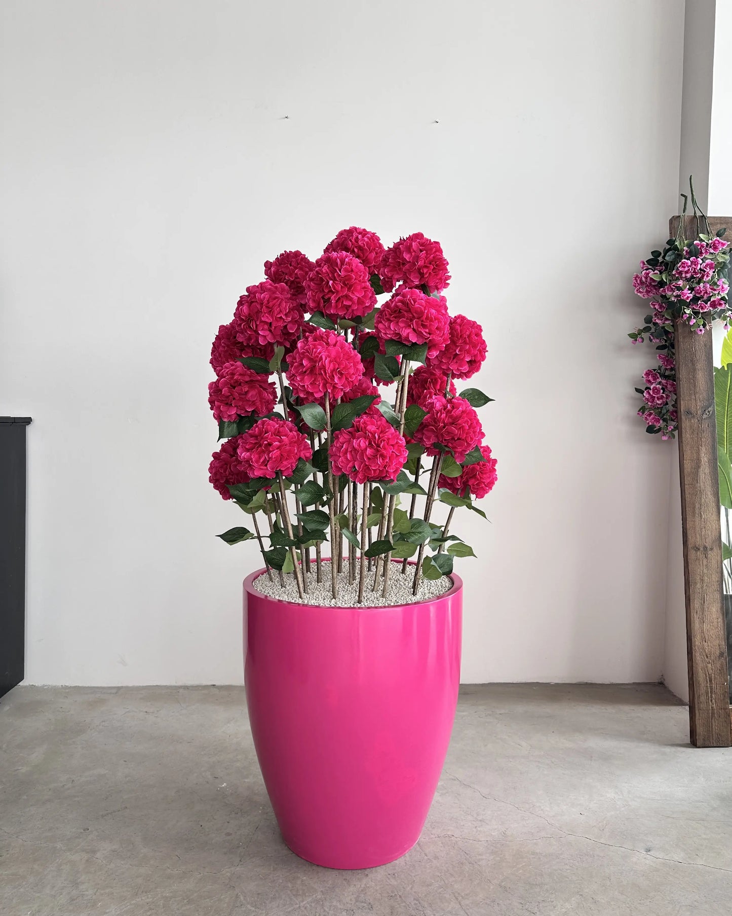 Lifelike Royal Magenta Hydrangea Tree Elegant Home Decor Artificial Plant