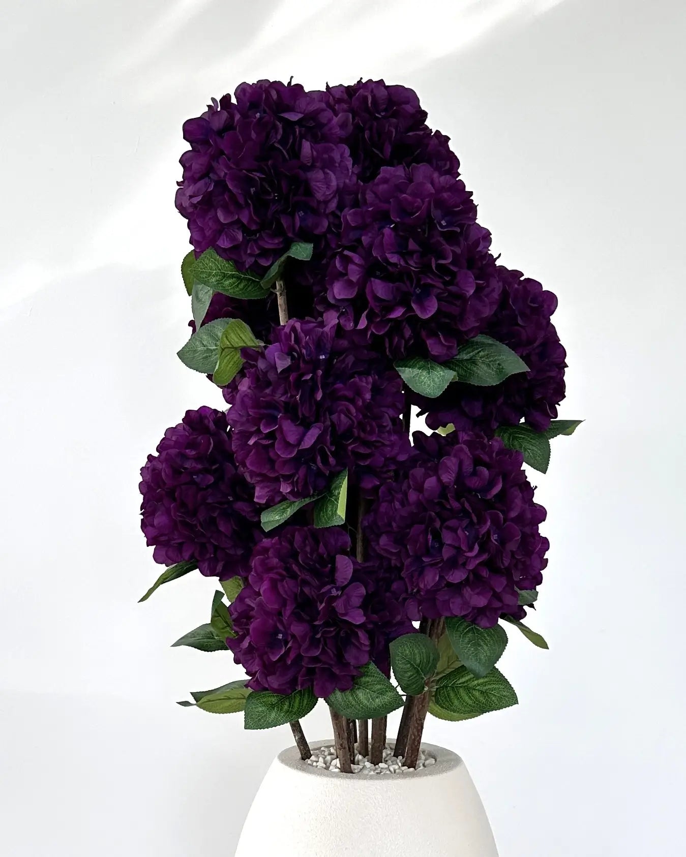 Elegant Royal Purple Artificial Hydrangea Bush - Lifelike Floral Decor