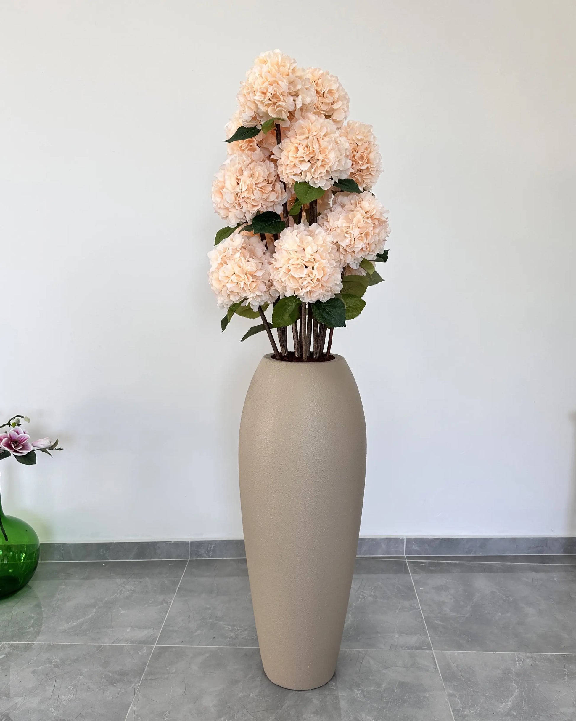 Luxurious Royal Salmon Artificial Hydrangea Bush – Lifelike Floral Arrangement