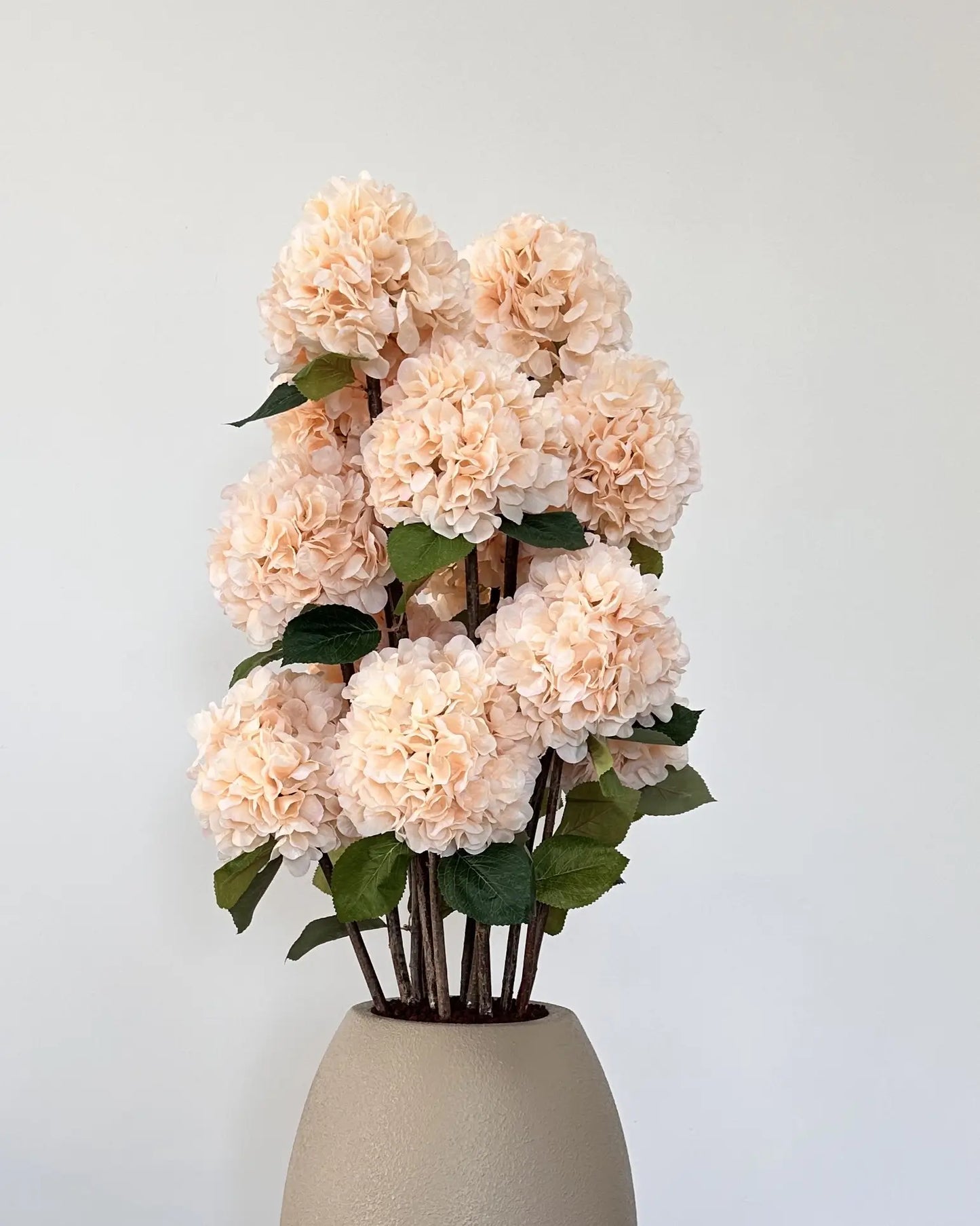 Luxurious Royal Salmon Artificial Hydrangea Bush – Lifelike Floral Arrangement