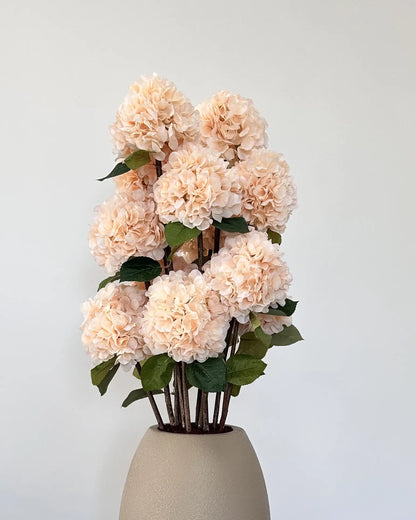 Luxurious Royal Salmon Artificial Hydrangea Bush – Lifelike Floral Arrangement
