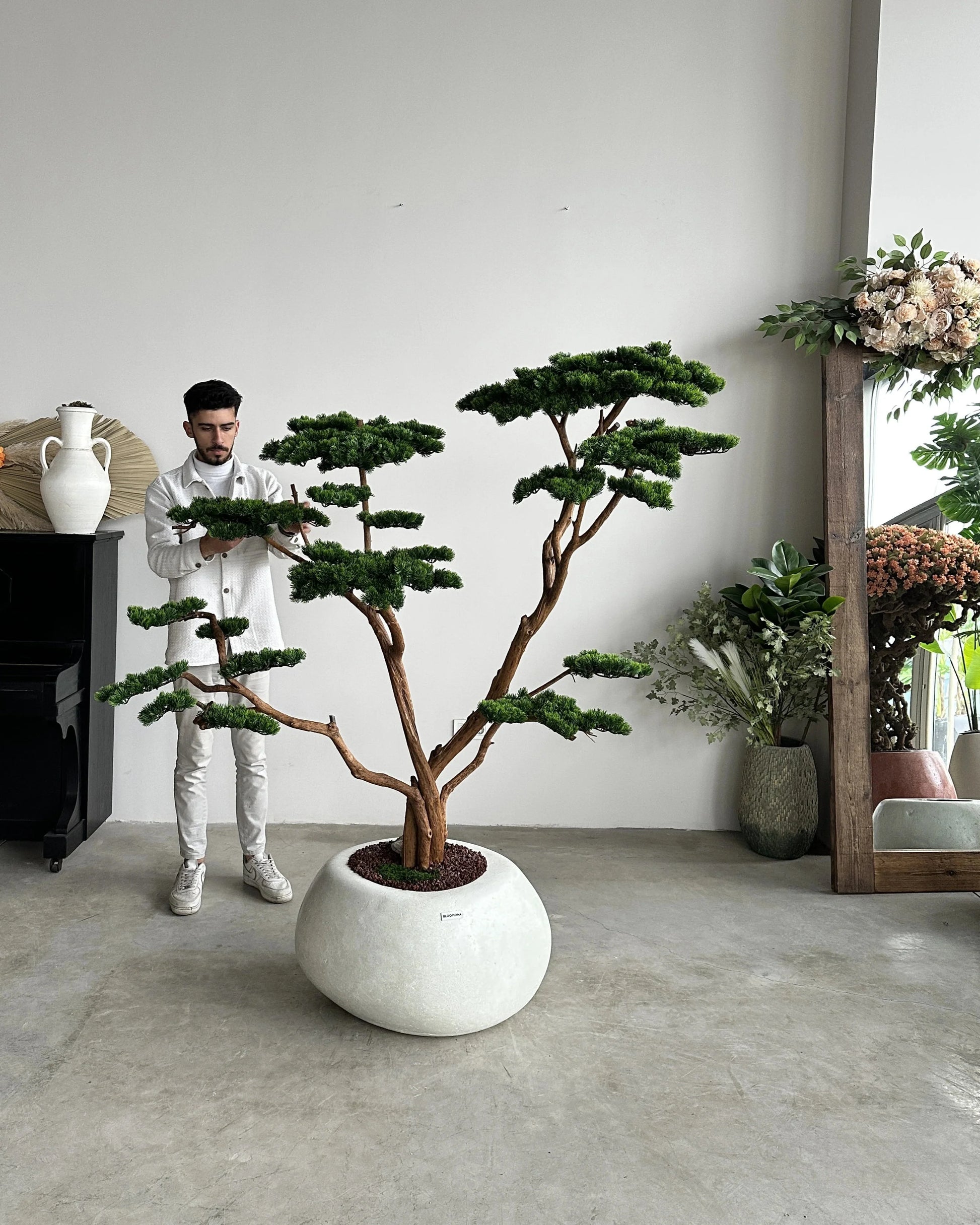 Premium Lifelike Artificial Bonsai Tree with Natural Wood Trunk & Moss