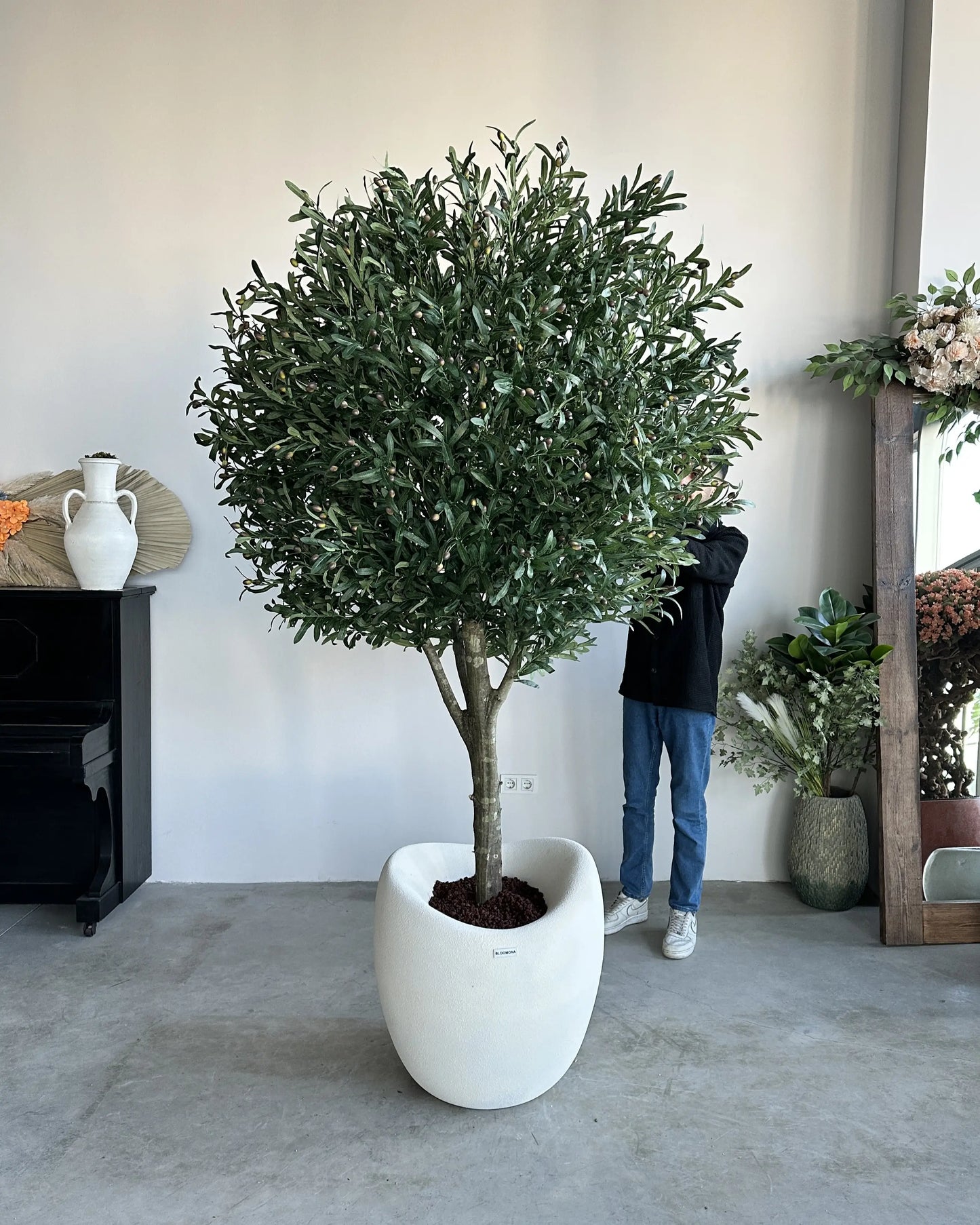 Elegant Lifelike Artificial Olive Tree Replica for Home Office Decor