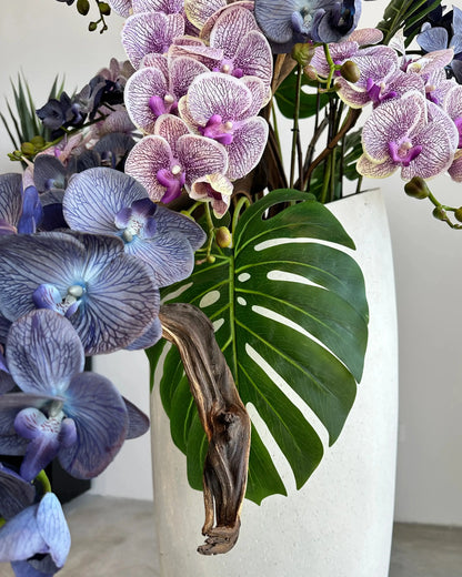 Luxurious Grand Artificial White Orchid Floral Arrangement with Tall Vase