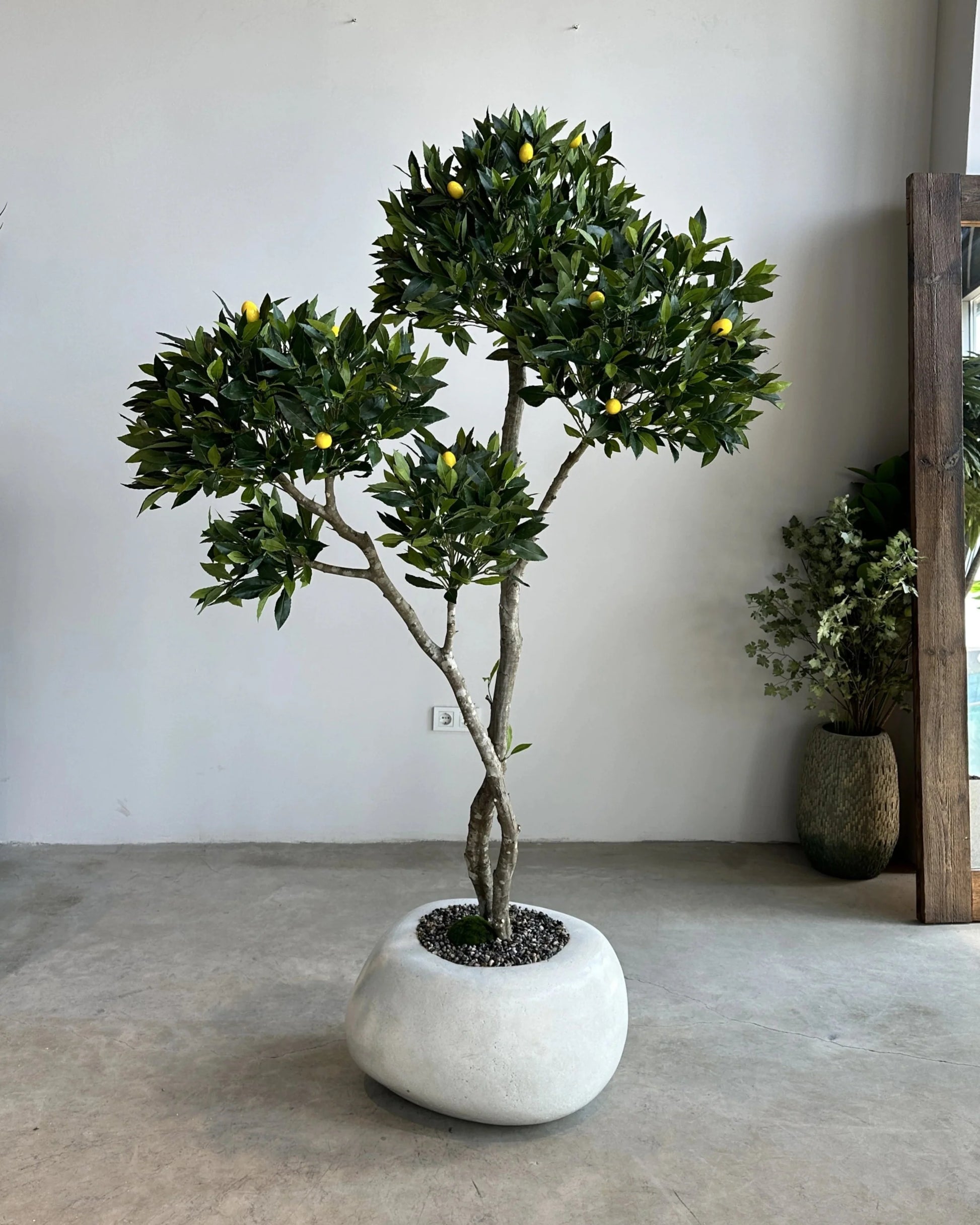 Lifelike Artificial Wild Lemon Tree: Elegant Faux Botanical Decor, Vibrant Foliage