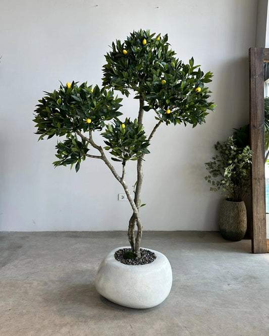 Lifelike Artificial Wild Lemon Tree: Elegant Faux Botanical Decor, Vibrant Foliage
