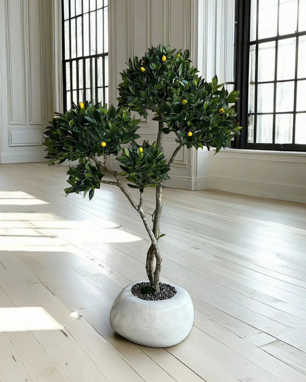 Lifelike Artificial Wild Lemon Tree: Elegant Faux Botanical Decor, Vibrant Foliage