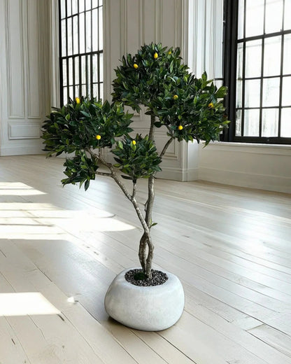 Lifelike Artificial Wild Lemon Tree: Elegant Faux Botanical Decor, Vibrant Foliage