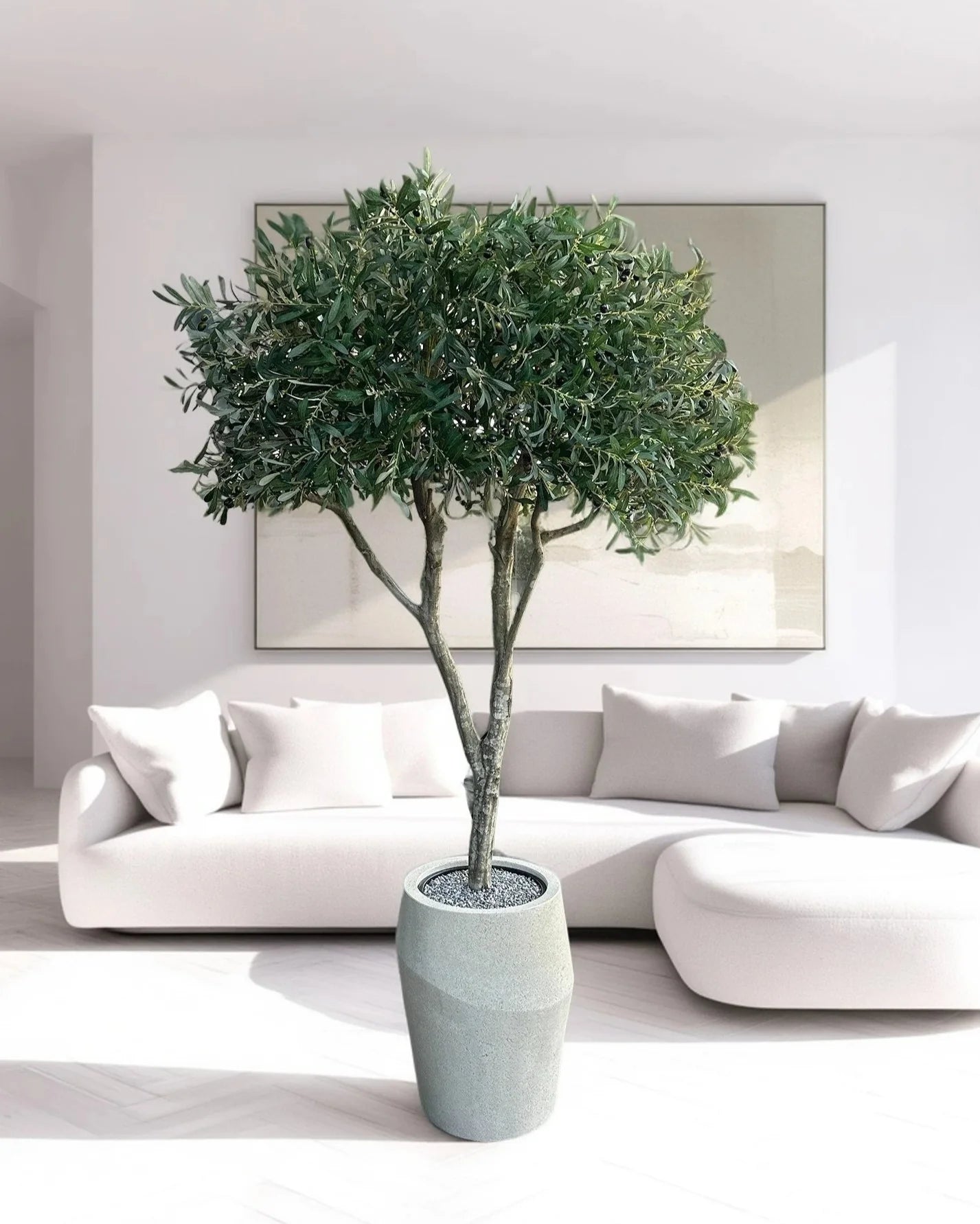Elegant Lifelike Mediterranean Olive Tree - Maintenance-Free Indoor Decorative Plant