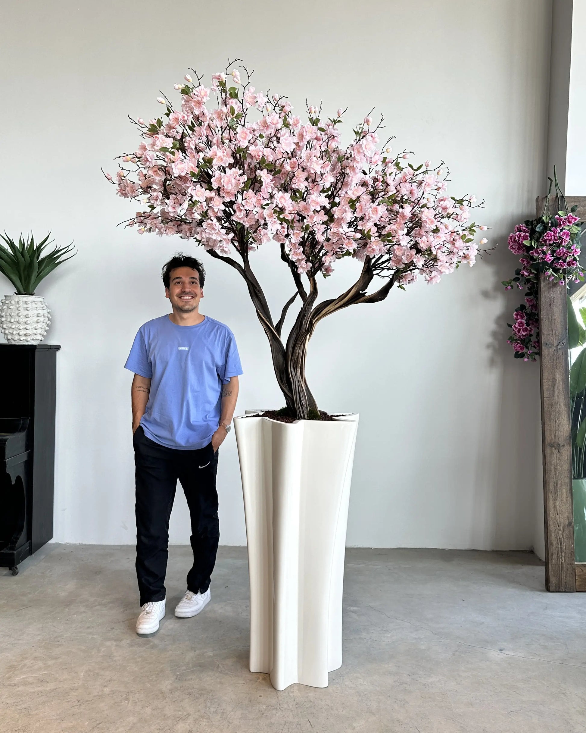 Premium Artificial Pink Sakura Blossom Tree for Elegant Home Office Decoration