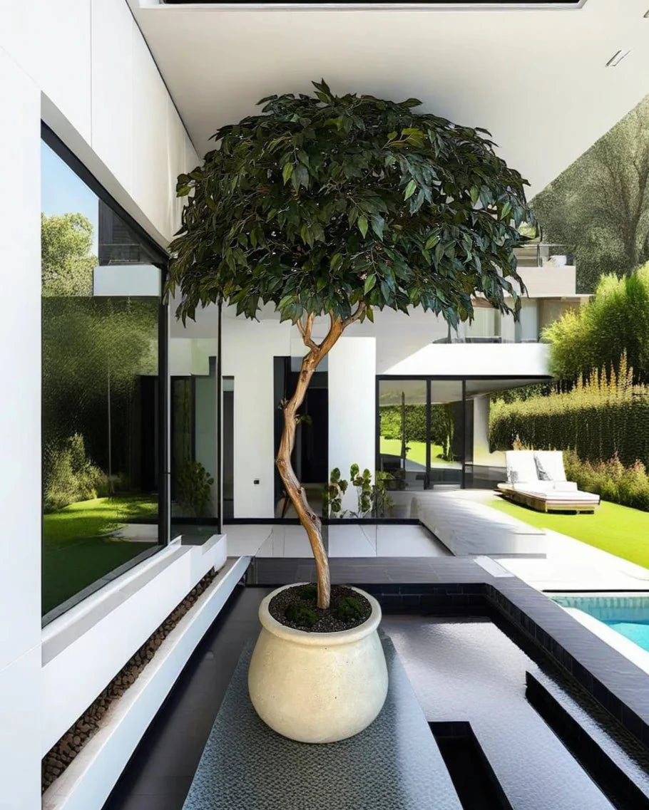 Majestic Ficus Lyrata Artificial Tree with Elegant Decorative Vase