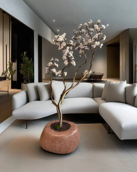 Vibrant Pink Manzanita Artificial Tree, Elegant Curved Branch Home Decor