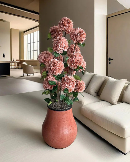 Premium Artificial Mokko Hydrangea Bush - Realistic Indoor Outdoor Decor
