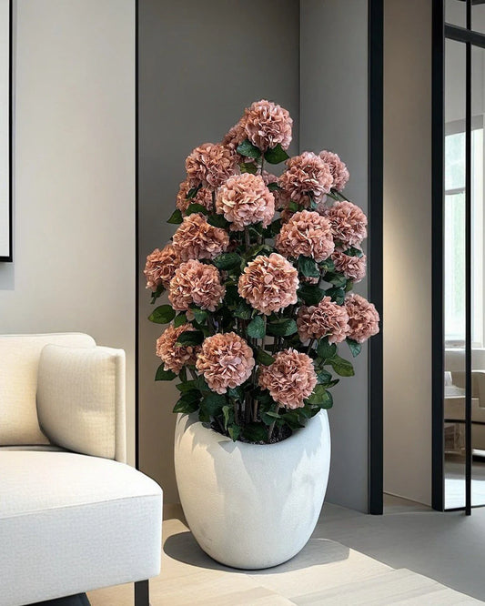 Lifelike Mokko Hydrangea Grande Artificial Tree Pastel Blooms Elegant Decor