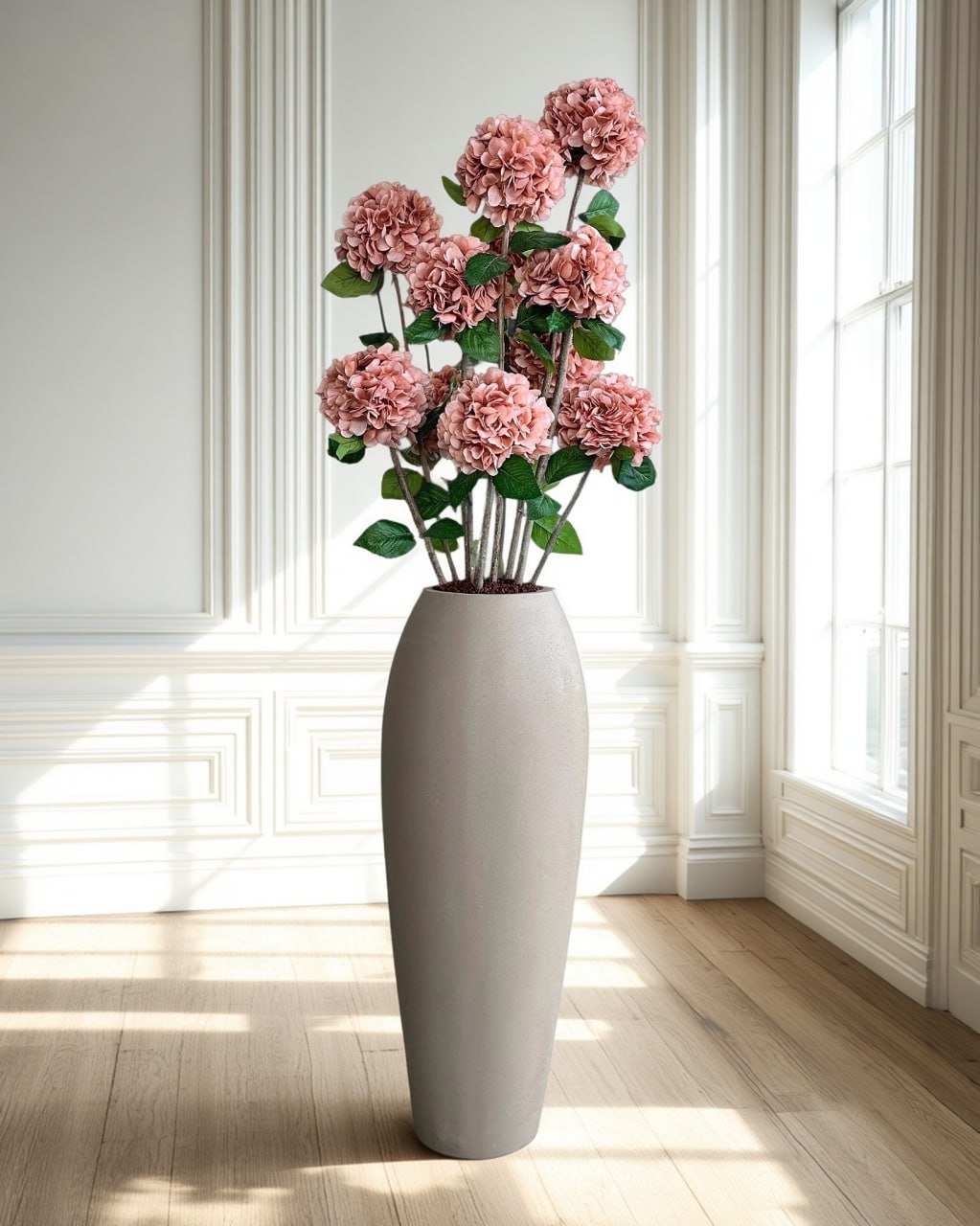 Elegant Artificial Hydrangea Tree Bush with Vase - Realistic Floral Decor
