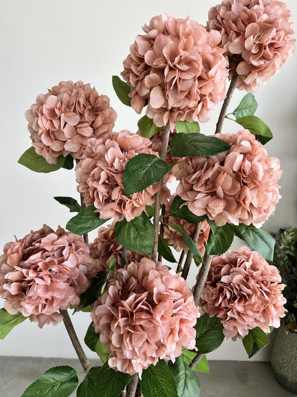 Elegant Artificial Hydrangea Tree Bush with Vase - Realistic Floral Decor
