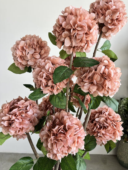 Elegant Artificial Hydrangea Tree Bush with Vase - Realistic Floral Decor